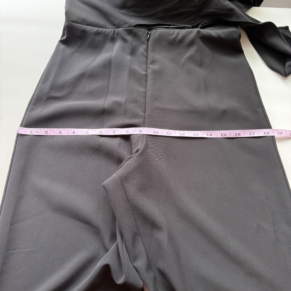 Nicole Miller Womens Collection Black Wrap Front Short Sleeve Jumpsuit 4 - Picture 12 of 14